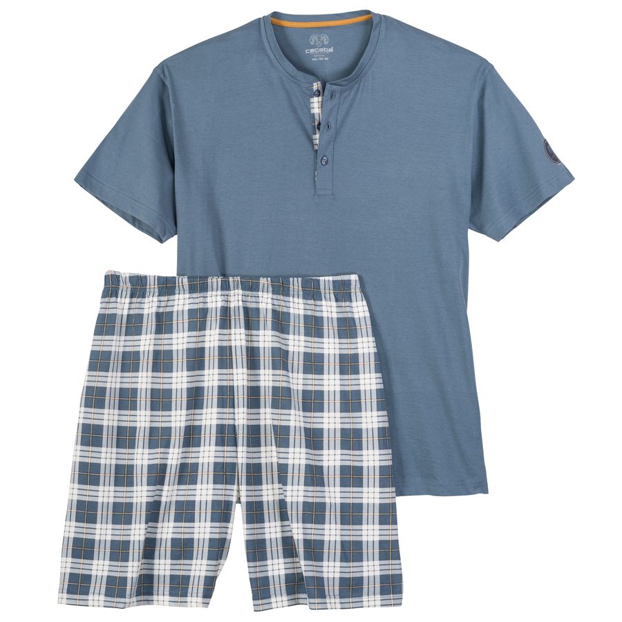 Ceceba Shorty Knopfleiste XXL rauchblau/kariert