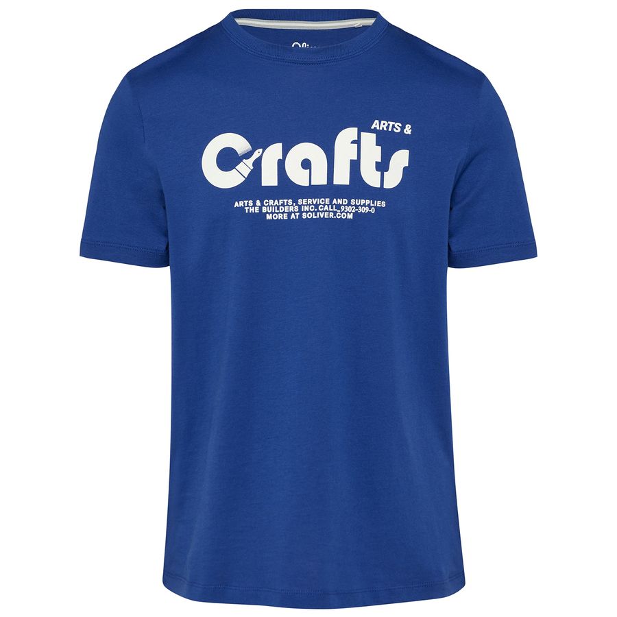 s.Oliver T-Shirt blau XXL Frontprint Arts&Crafts