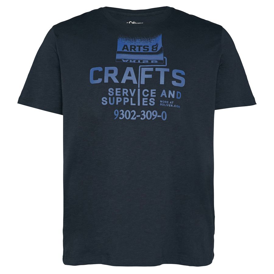 s.Oliver T-Shirt navy Übergrößen Print Arts&Crafts