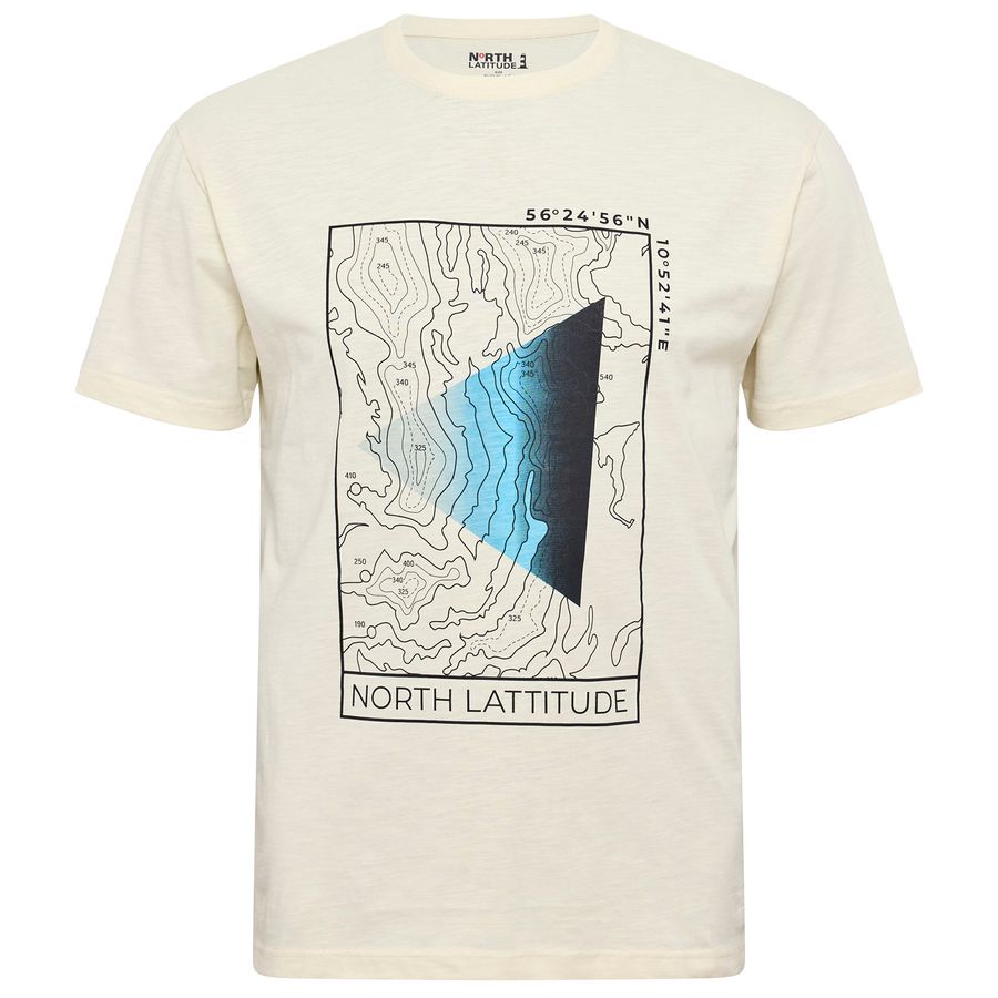 North Latitude XXL T-Shirt creme Druck topografisch
