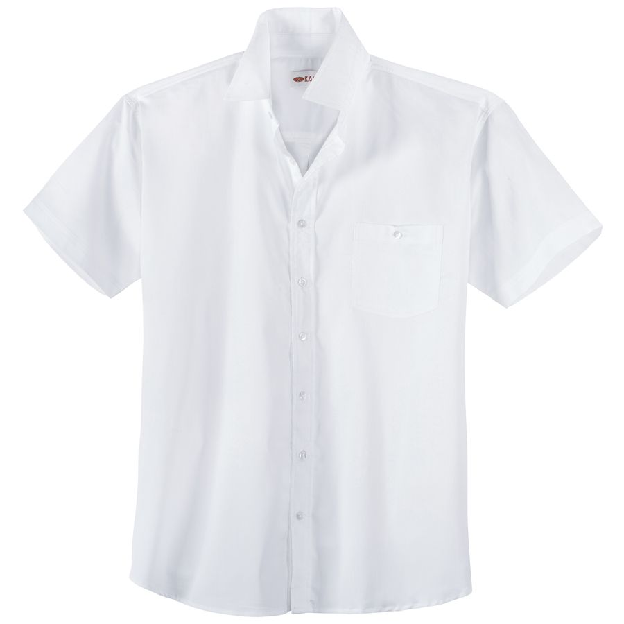 Kamro Kurzarmhemd Übergröße Stretch Satin weiß