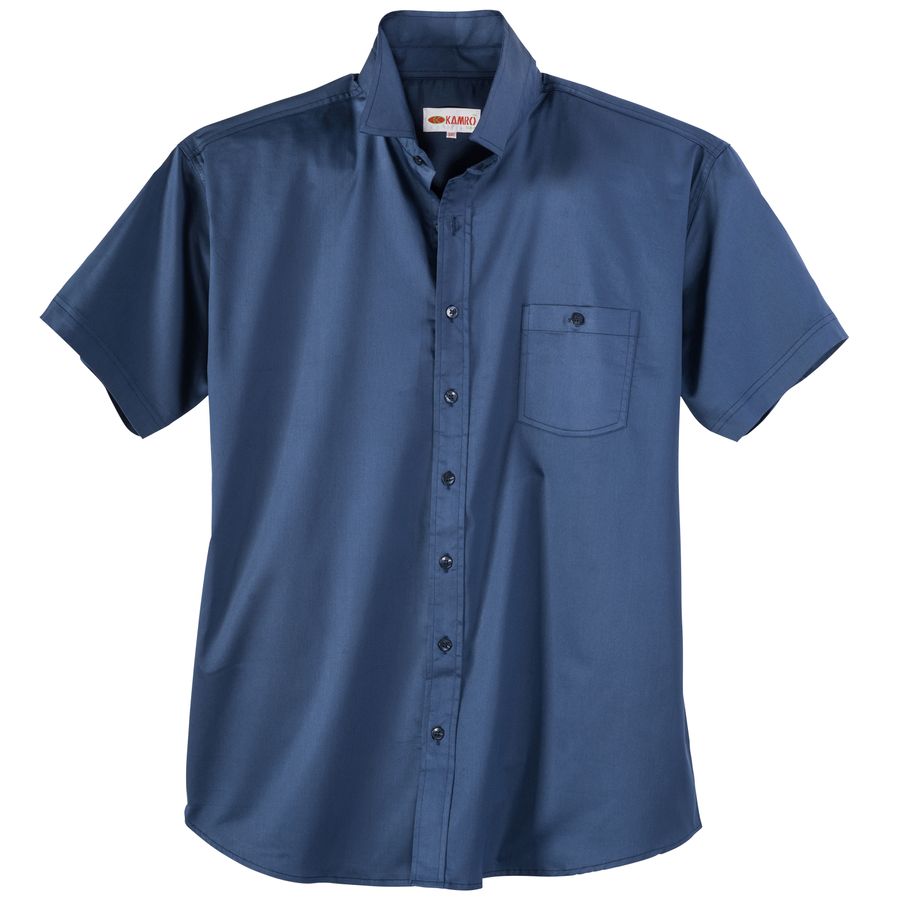 Kamro Kurzarmhemd Übergröße Stretch Satin navy