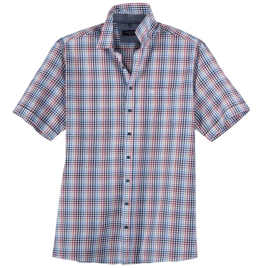 CasaModa Kurzarmhemd XXL Dobby-Karo rot-blau-grün