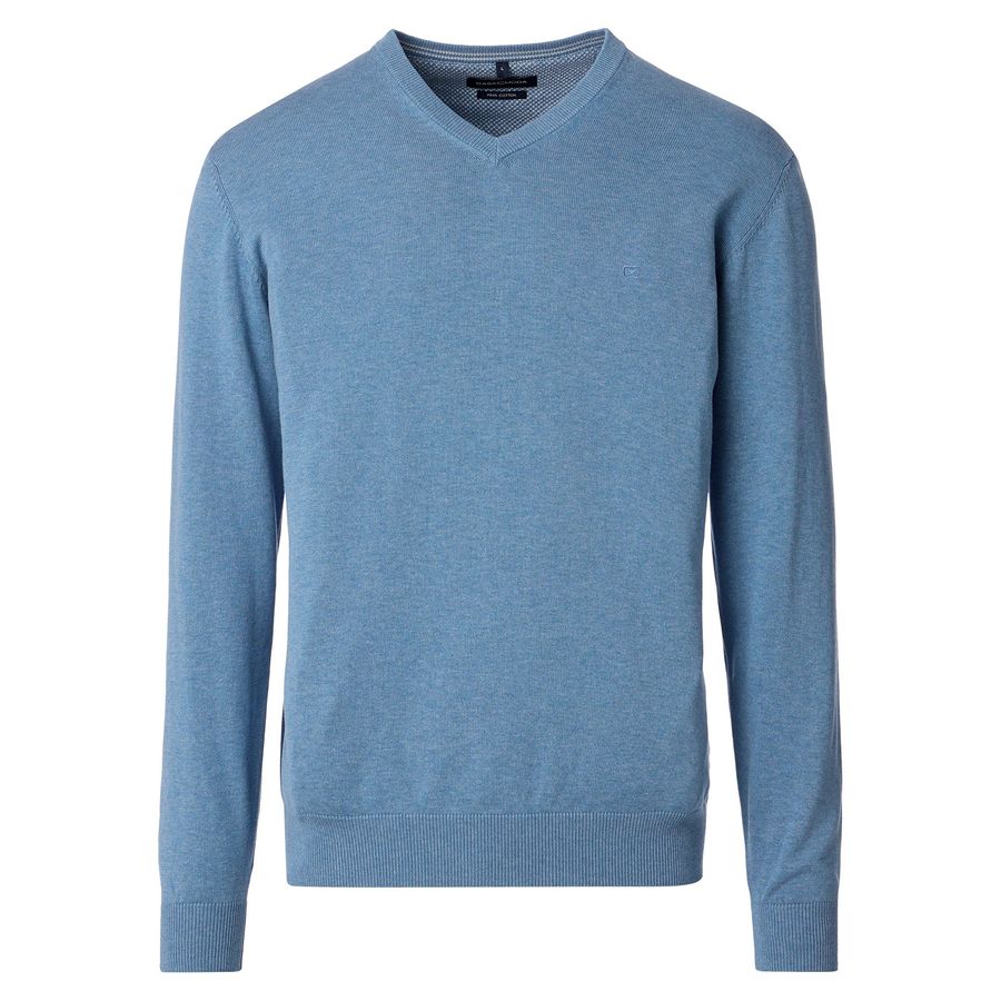 CasaModa XXL Pullover V-Neck blau melange