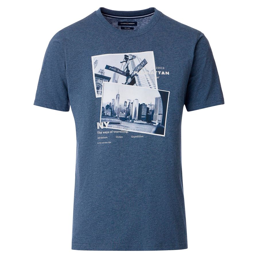 CasaModa T-Shirt blau New York-Fotoprint Übergröße