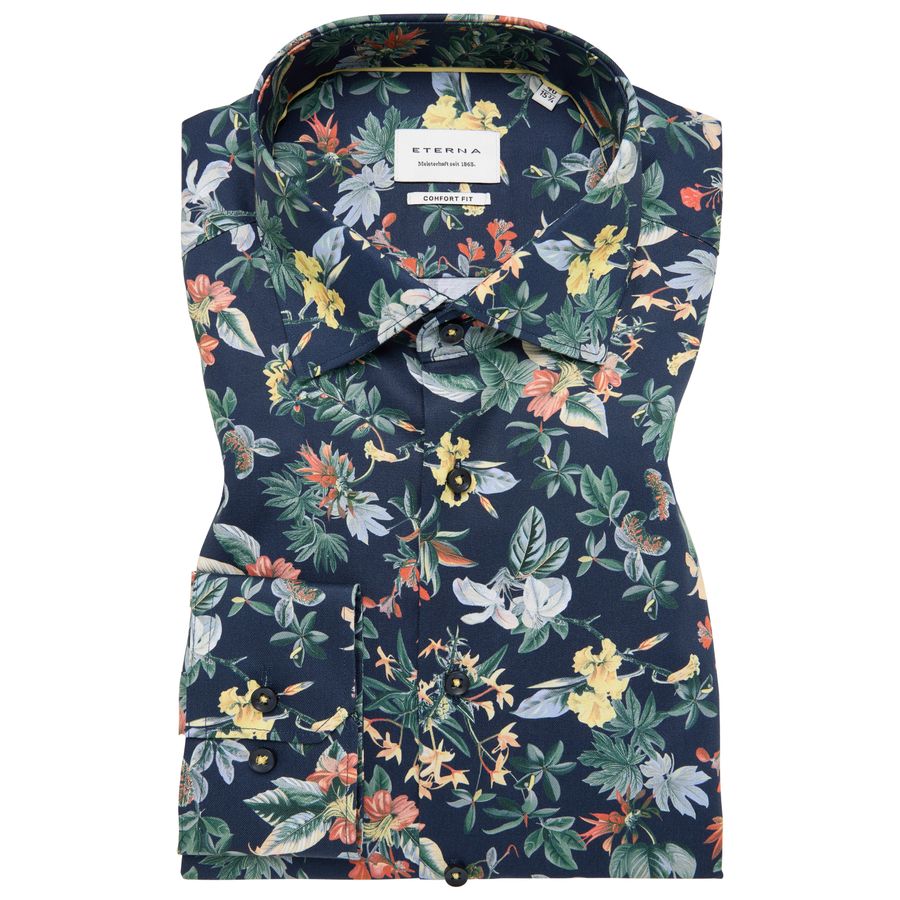 Eterna City Langarmhemd XXL navy florales Muster