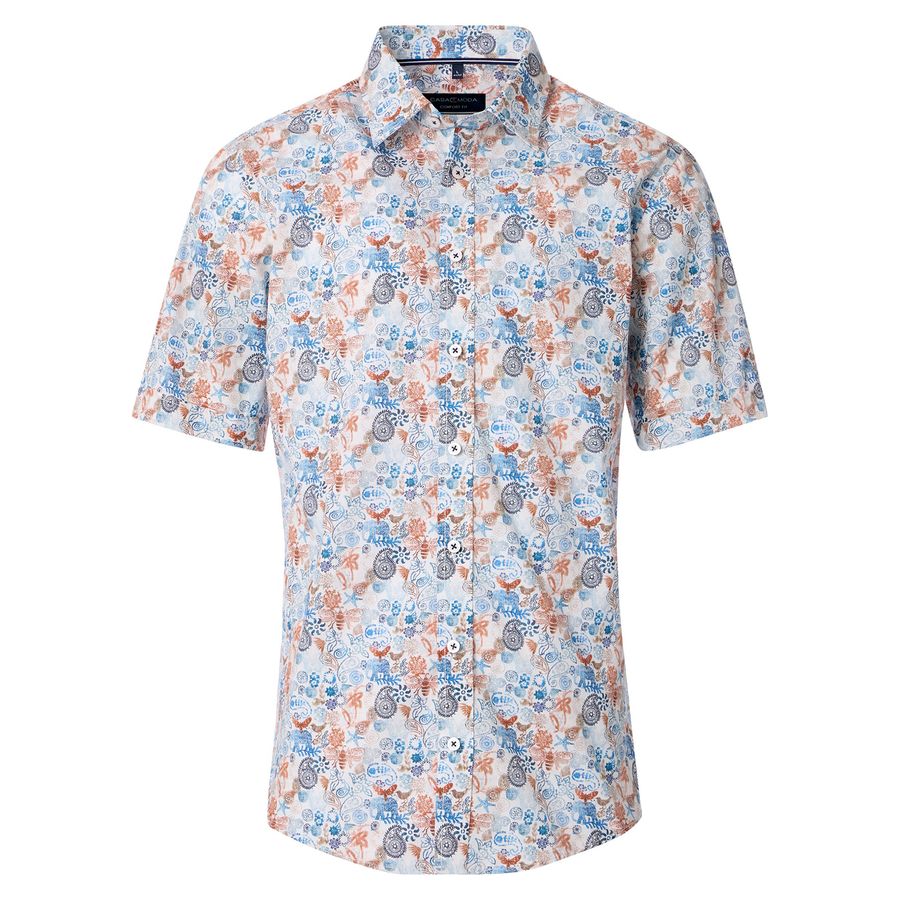 CasaModa XXL Kurzarmhemd Paisleymuster blau-terra