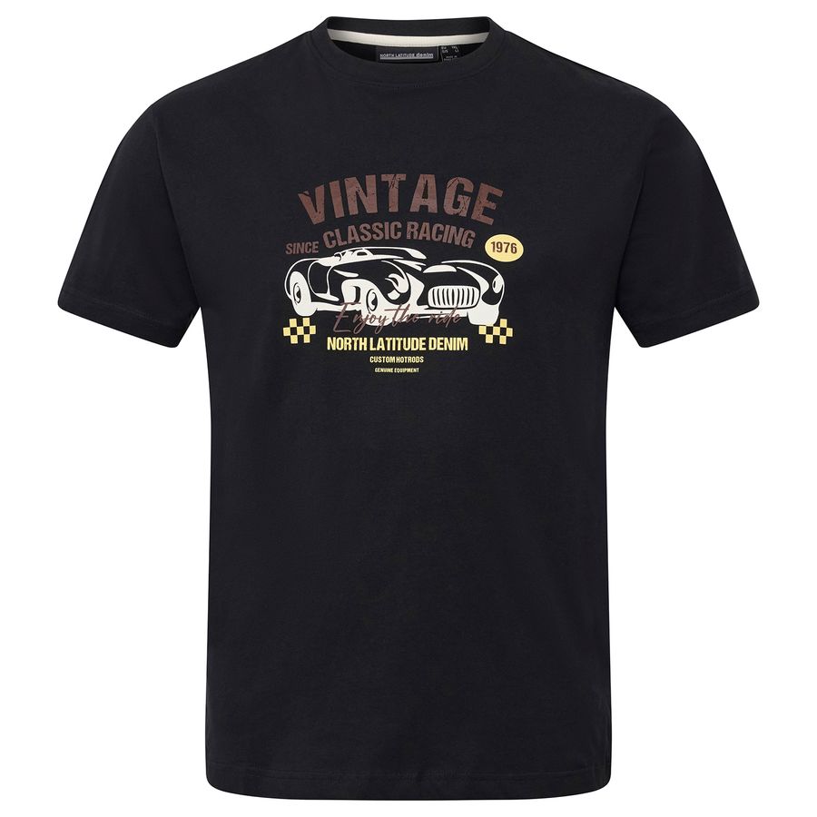 North Latitude T-Shirt schwarz Rennwagen-Print XXL
