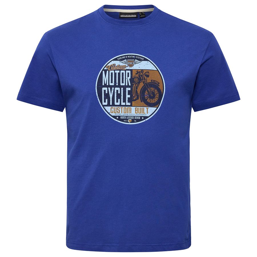North Latitude T-Shirt XXL royalblau Motorrad-Print