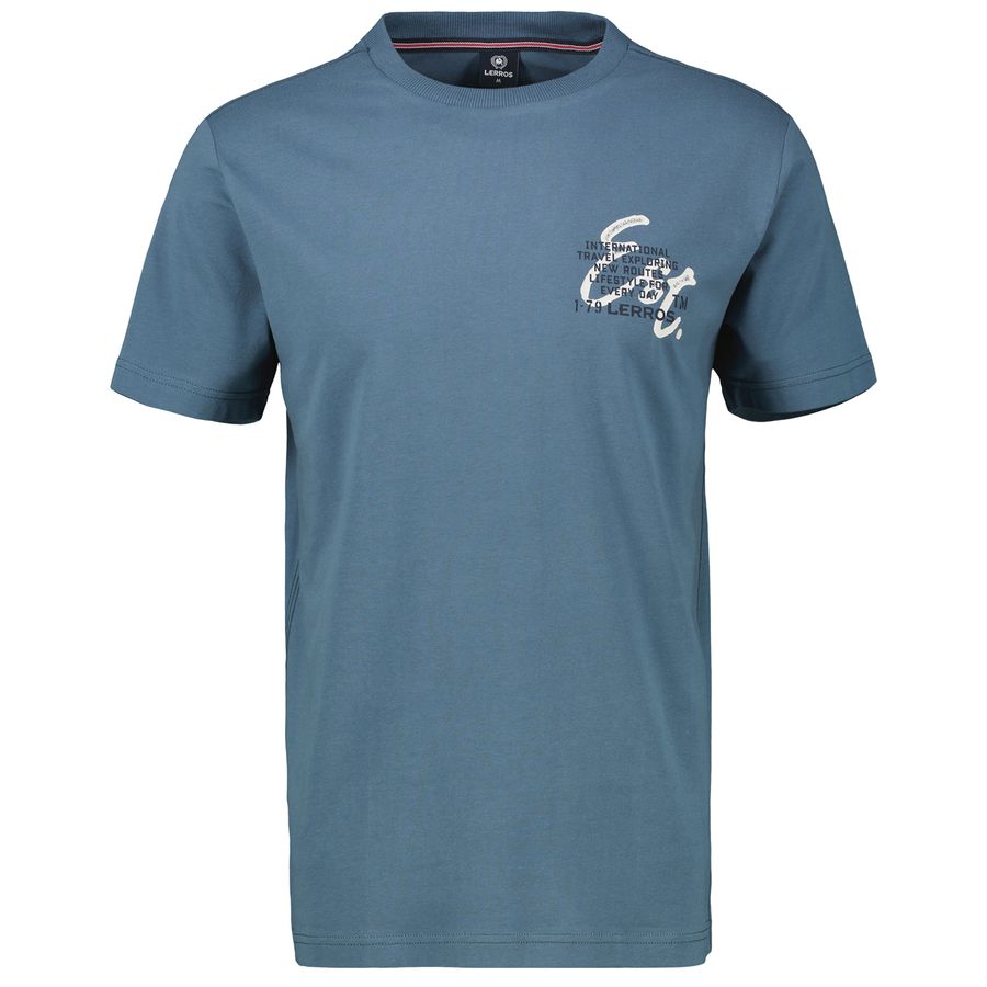 Lerros T-Shirt rauchblau Brustprint Est Übergröße