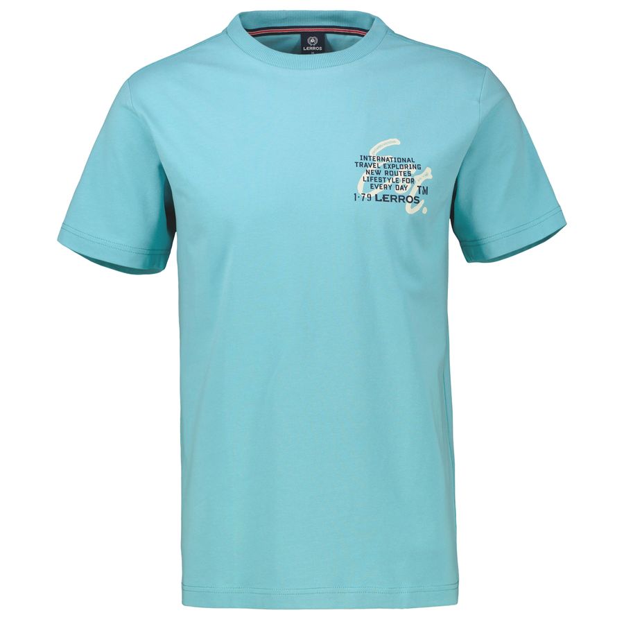 Lerros T-Shirt türkisblau Brustprint Est Übergröße