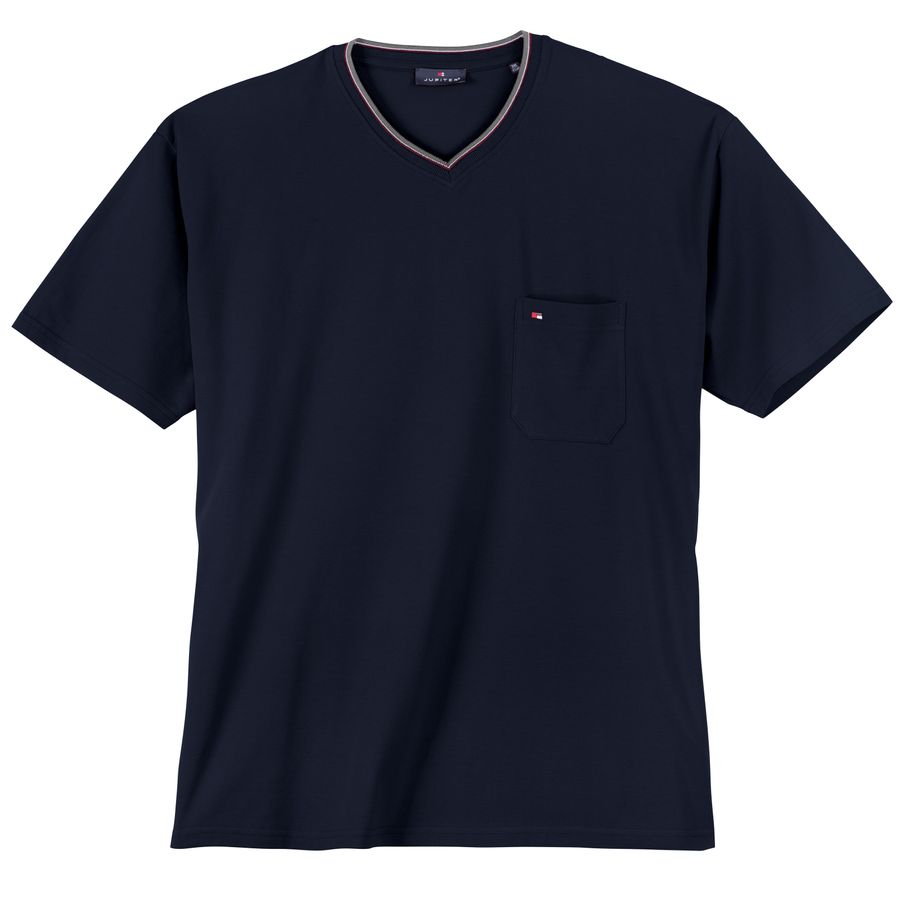 Jupiter XXL T-Shirt Piqué V-Neck Brusttasche navy
