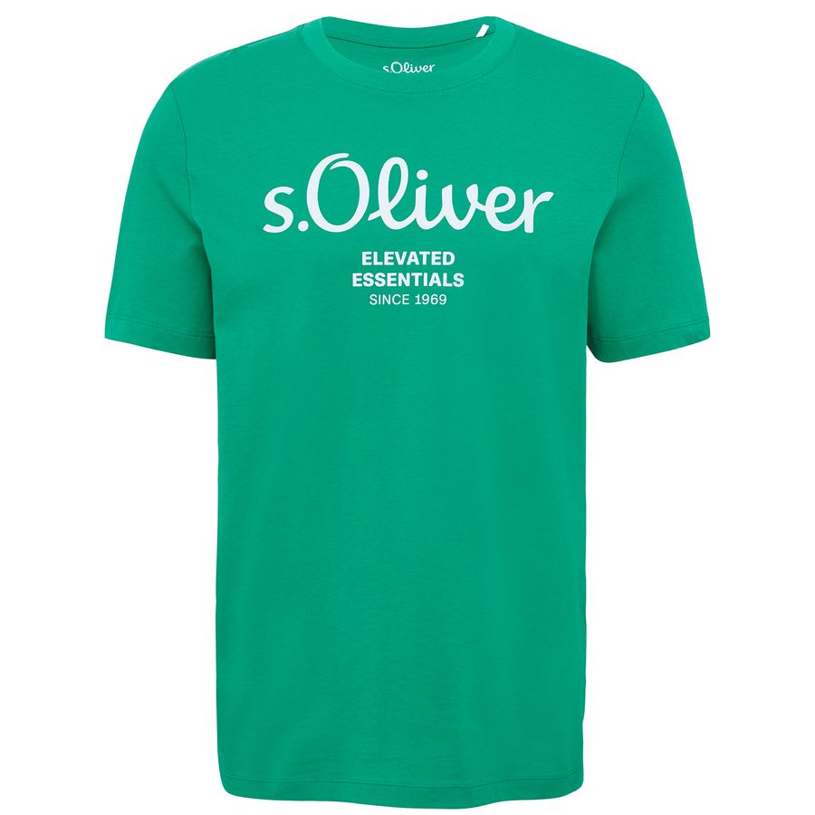 s.Oliver XXL T-Shirt smaragdgrün Logo-Frontprint