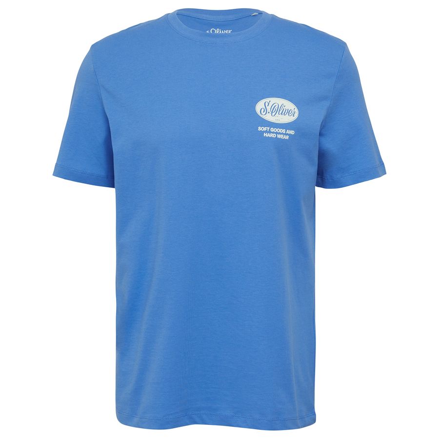 s.Oliver XXL T-Shirt himmelblau Logo-Brustprint