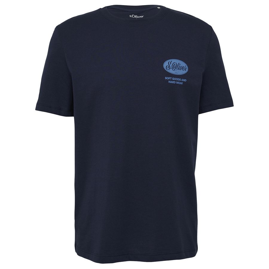 s.Oliver XXL T-Shirt dunkelblau Logo-Brustprint