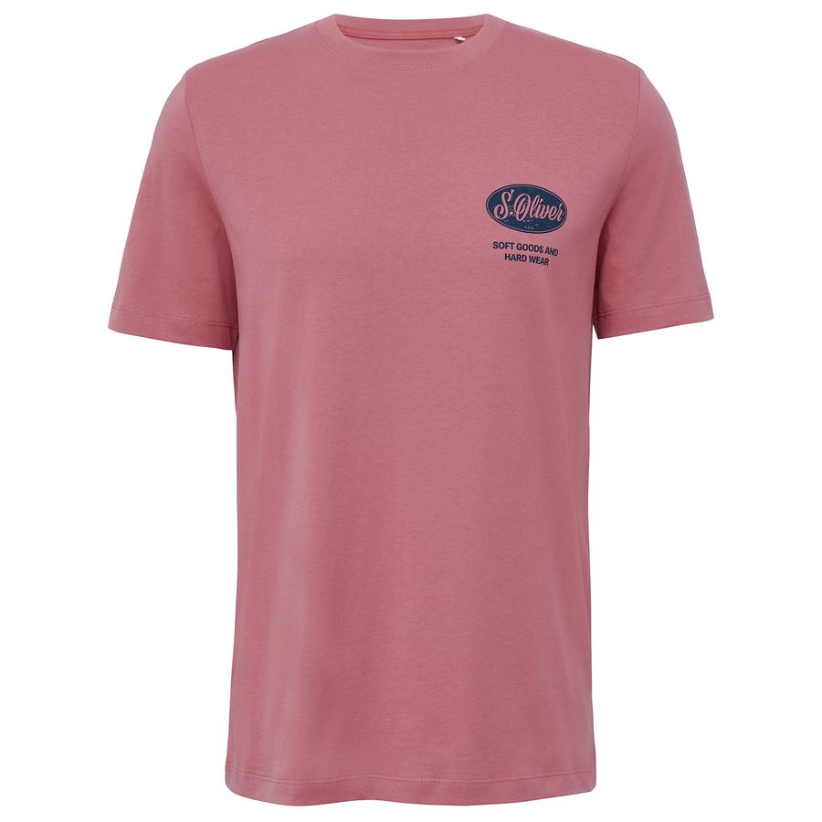 s.Oliver XXL T-Shirt dunkelrosa Logo-Brustprint