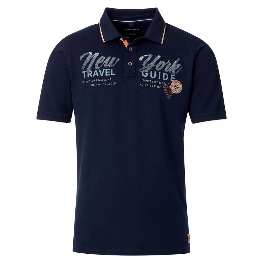 CasaModa Stretch-Polo dunkelblau Brustdruck XXL