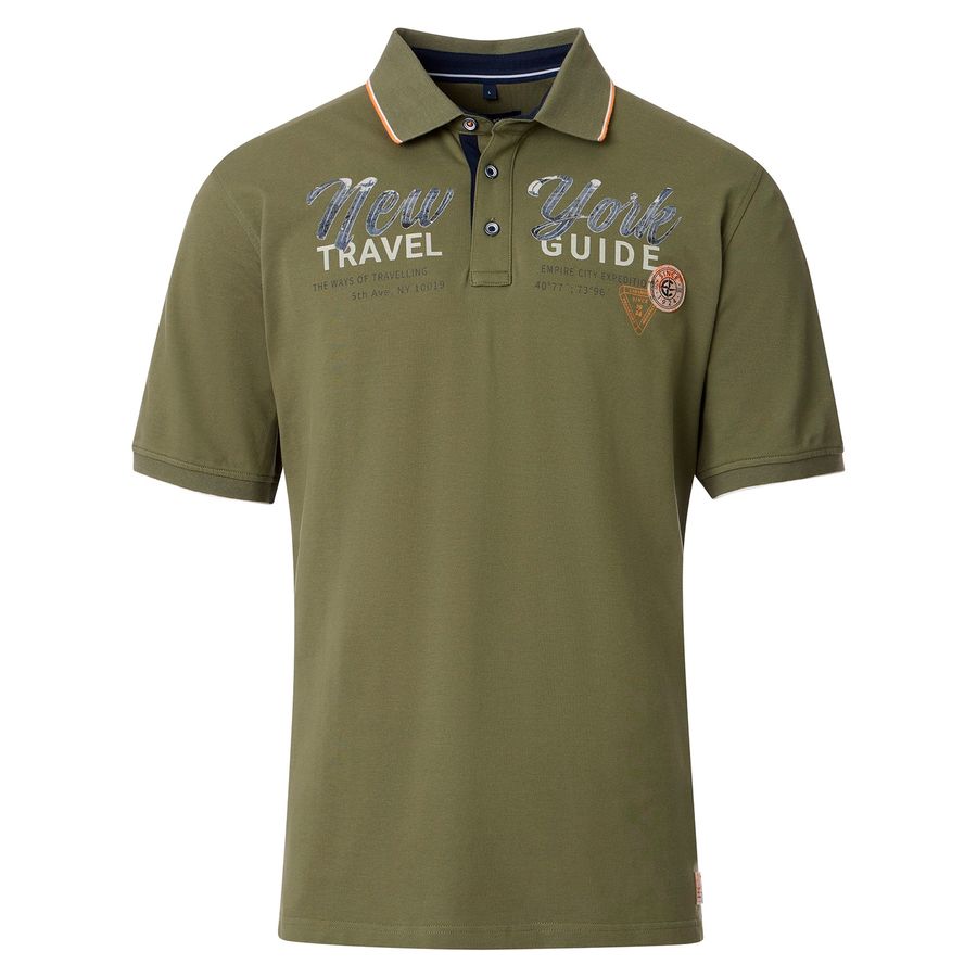 CasaModa Stretch-Poloshirt oliv Brustprint XXL