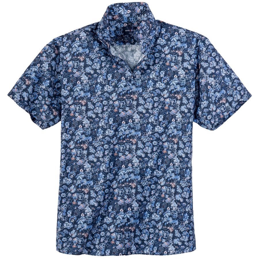 Marvelis Kurzarmhemd blau-lachs floral Muster XXL