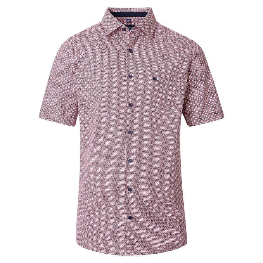 Redmond XXL Kurzarmhemd navy-rot gemustert