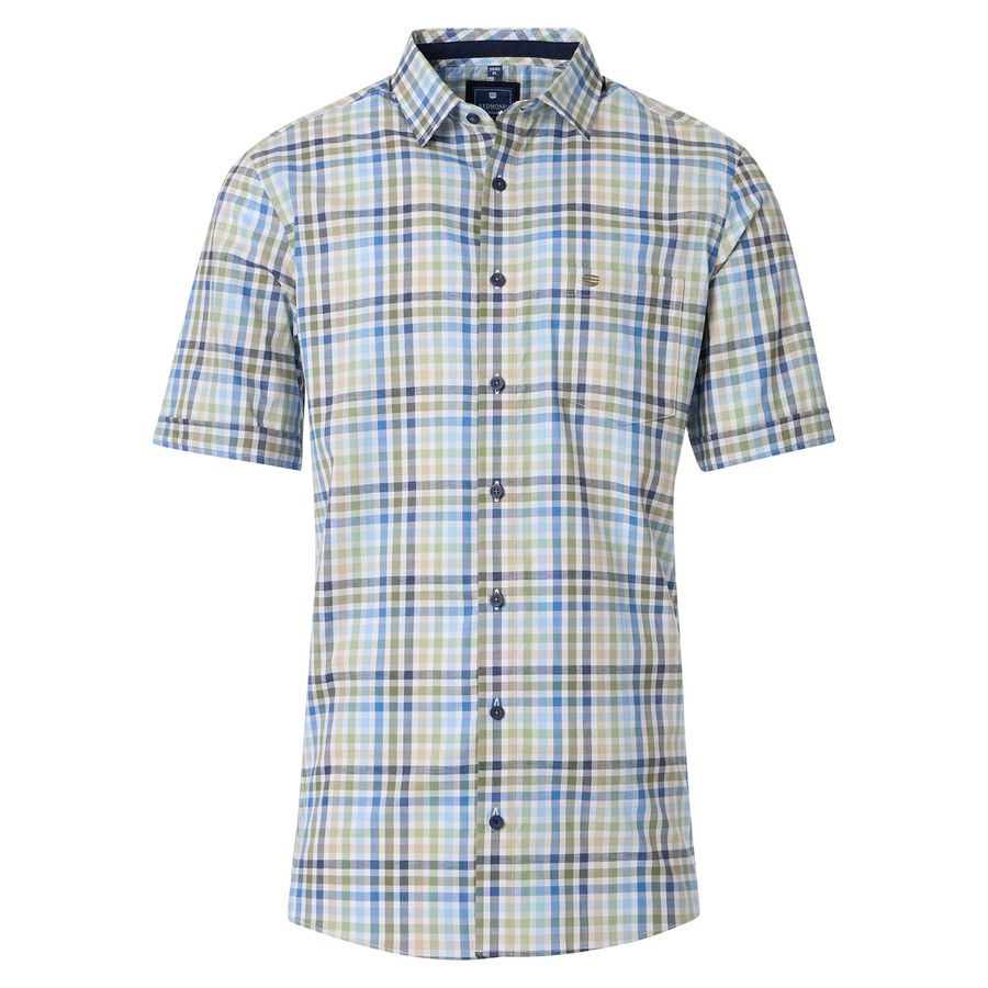 Redmond XXL Kurzarmhemd kariert blau-beige-grün