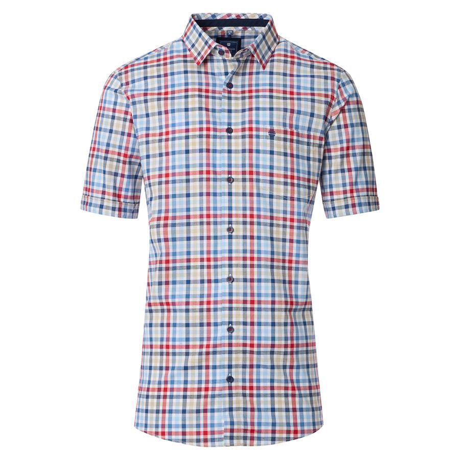 Redmond XXL Kurzarmhemd kariert rot-blau-beige