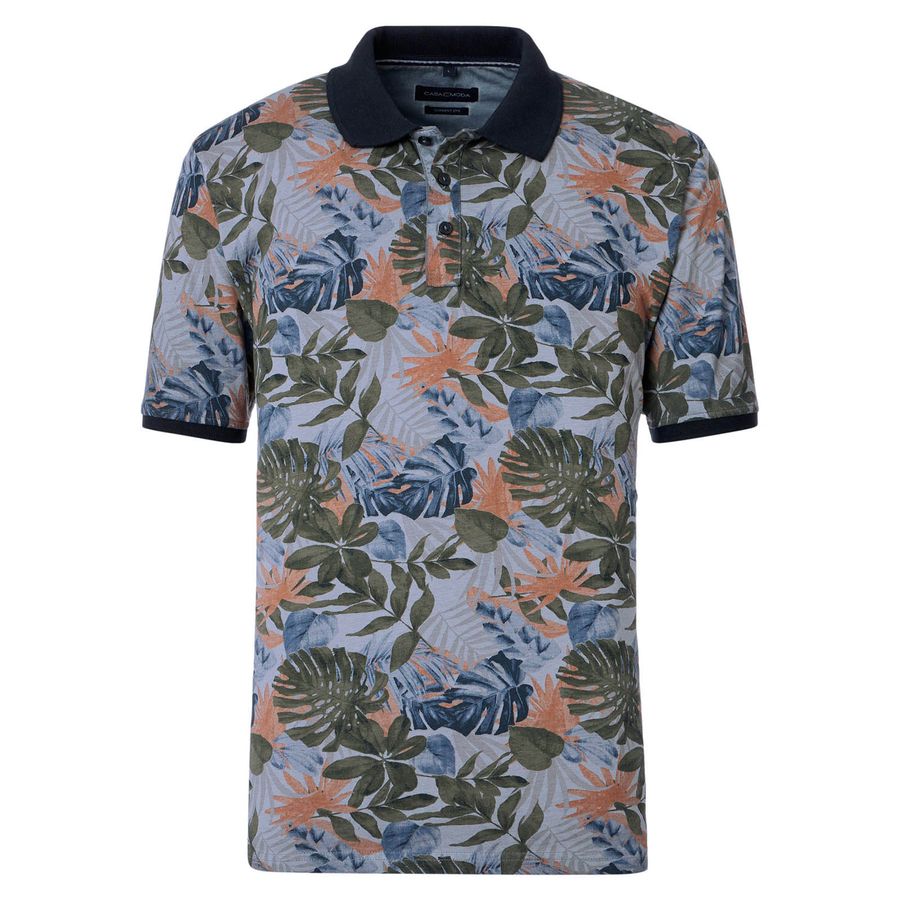 CasaModa Poloshirt XXL blau-terra-grün Floralmuster
