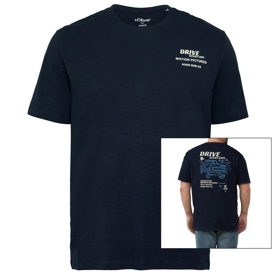 s.Oliver T-Shirt Übergröße navy cooler Rückenprint