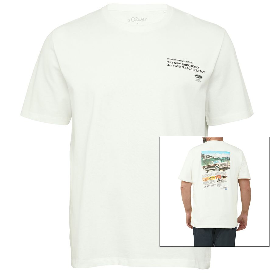 s.Oliver T-Shirt Ford® Rückenprint weiß Übergröße