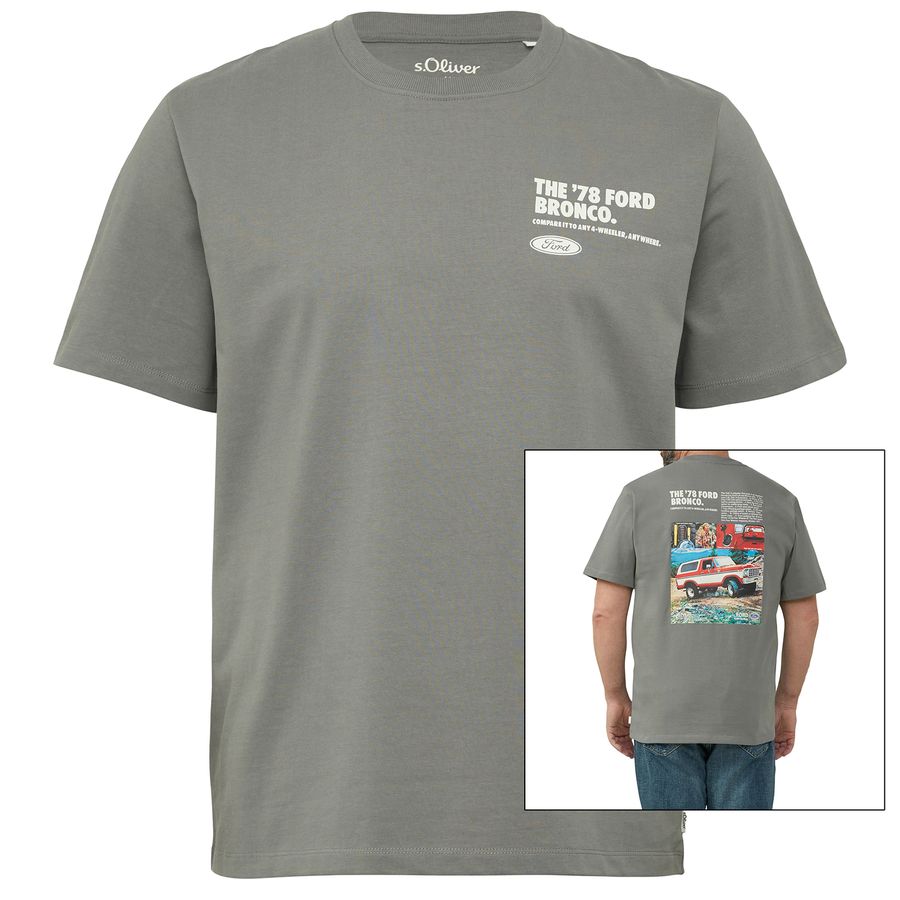 s.Oliver T-Shirt Ford® Rückenprint grau Übergröße