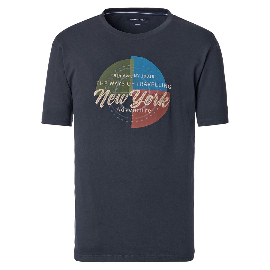 CasaModa T-Shirt Übergröße dunkelblau Frontprint