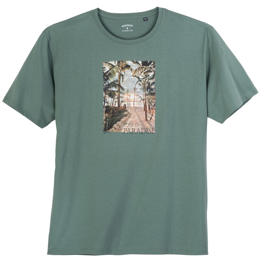 Ragman XXL T-Shirt agavengrün Palmen-Frontprint