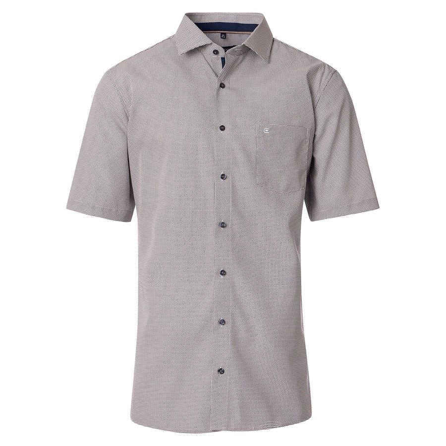CasaModa XXL Kurzarmhemd beige-navy gemustert