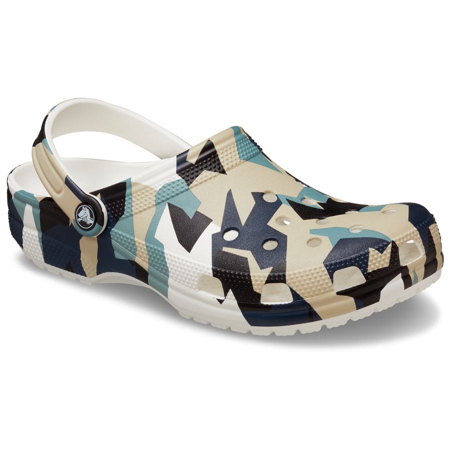 Crocs Clogs bequem navy-beige Geo Cam