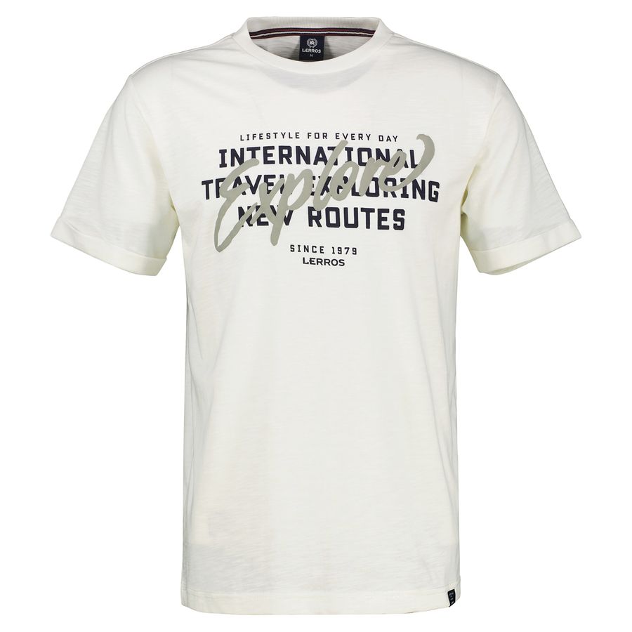Lerros T-Shirt XXL Frontprint Explore offwhite