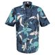 XXL Lerros Kurzarmhemd Leinen floral blau-türkis