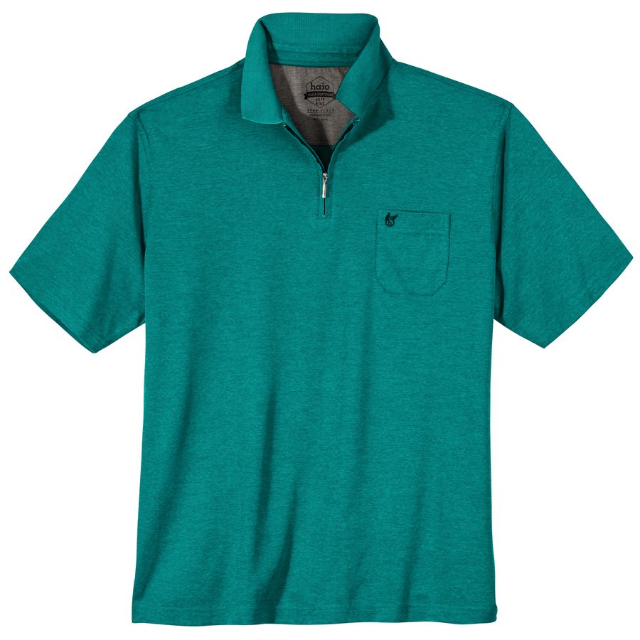 Hajo Zipper Poloshirt XXL Stay Fresh petrol melange