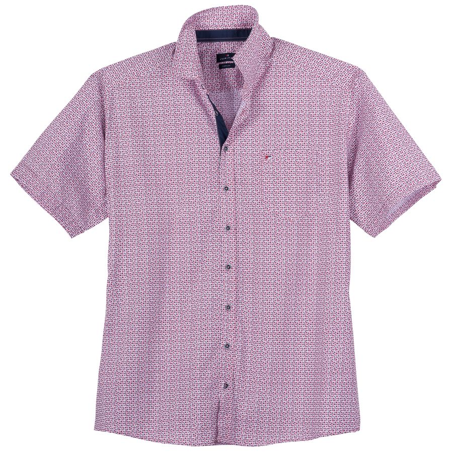 Jupiter XXL Kurzarmhemd rot-navy Allovermuster