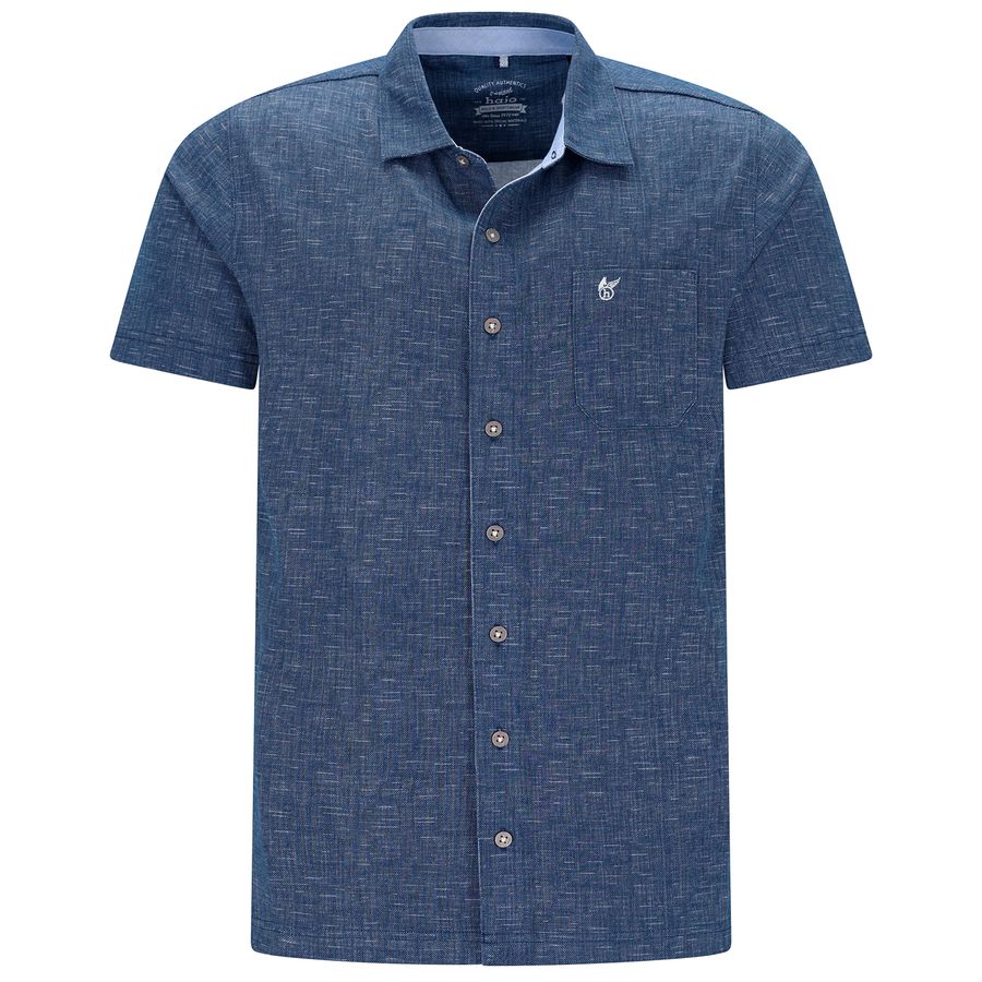 Hajo XXL Polo Fresh durchgeknöpft blau melange