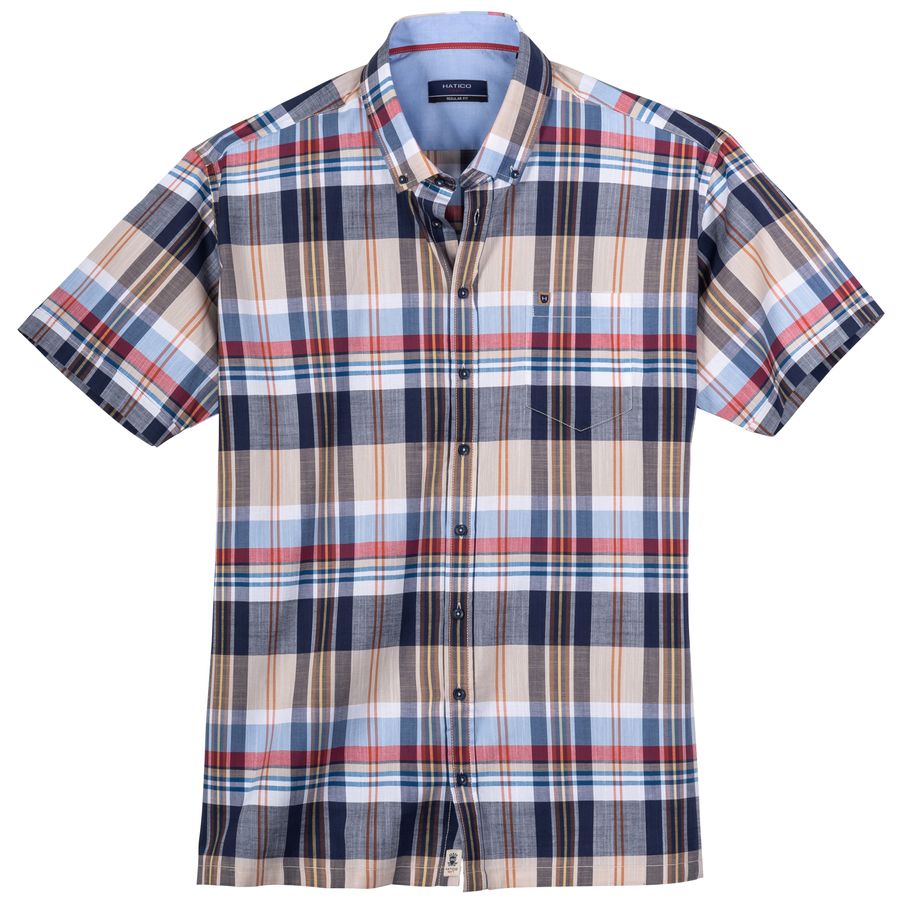 Hatico kariertes Kurzarmhemd XXL blau-rot-beige