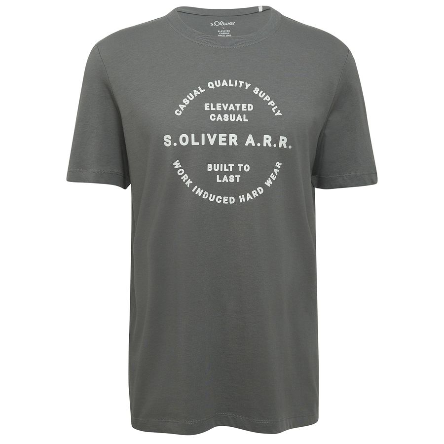 s.Oliver Übergrößen T-Shirt grau Frontprint