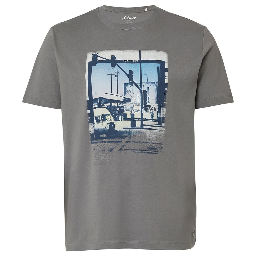 s.Oliver Übergrößen T-Shirt Fotoprint grau