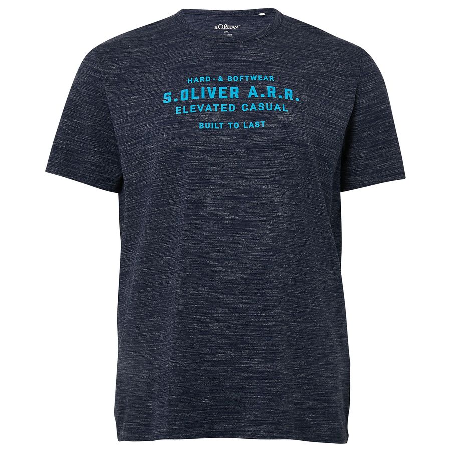 s.Oliver XXL Stretch-T Frontprint navy melange