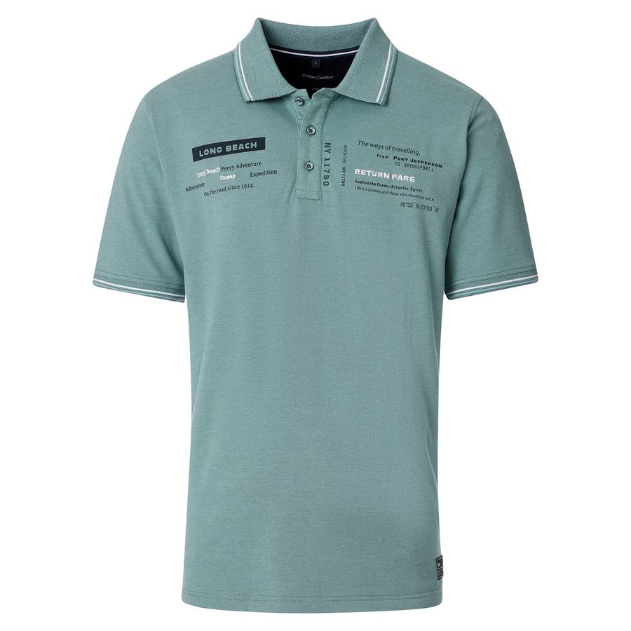 CasaModa Stretch Polo mintgrün modisch bedruckt XXL