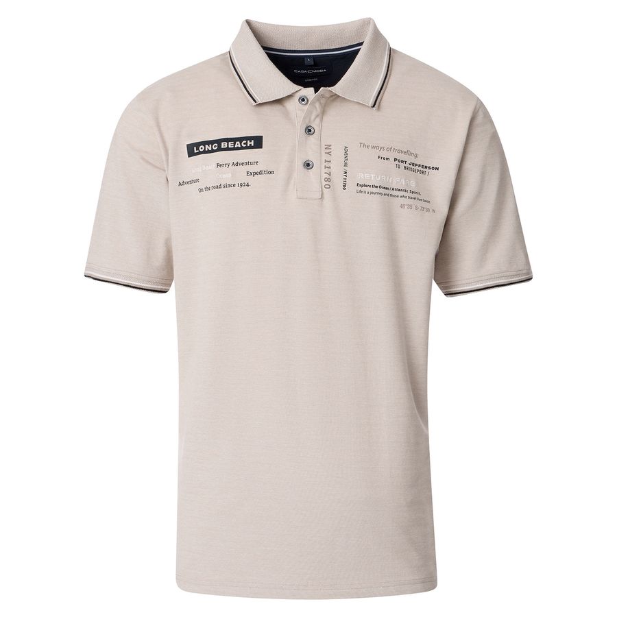 CasaModa Stretch Polo beige modisch bedruckt XXL