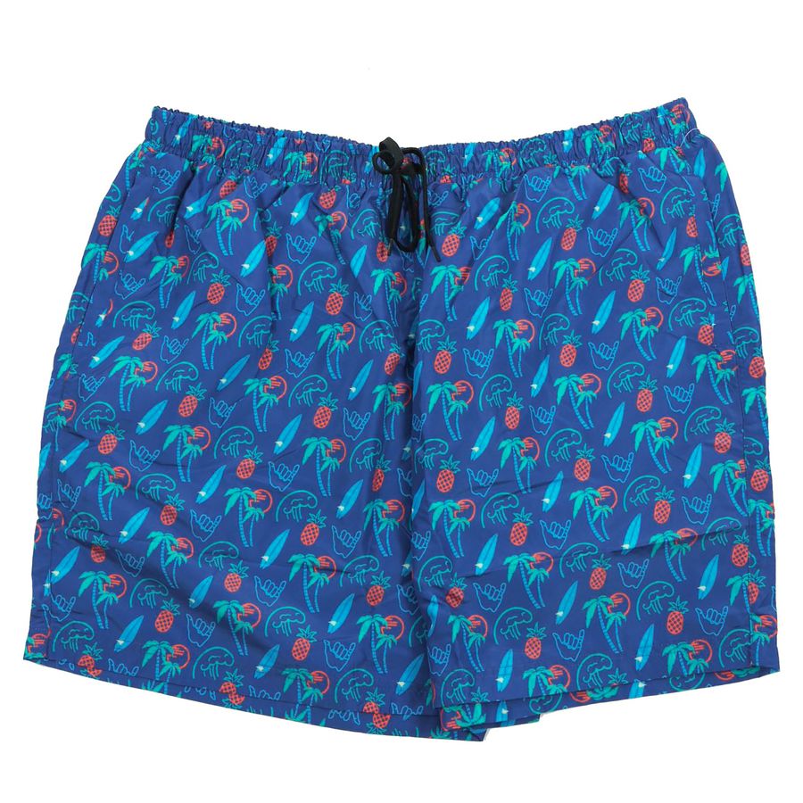Abraxas XXL Badeshorts Ananas-Print blau-rot-türkis