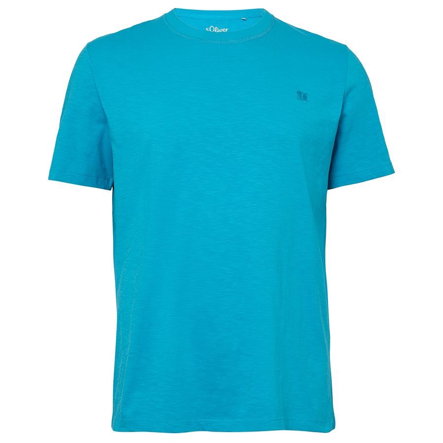 s.Oliver XXL Basic T-Shirt türkisblau Brustprint