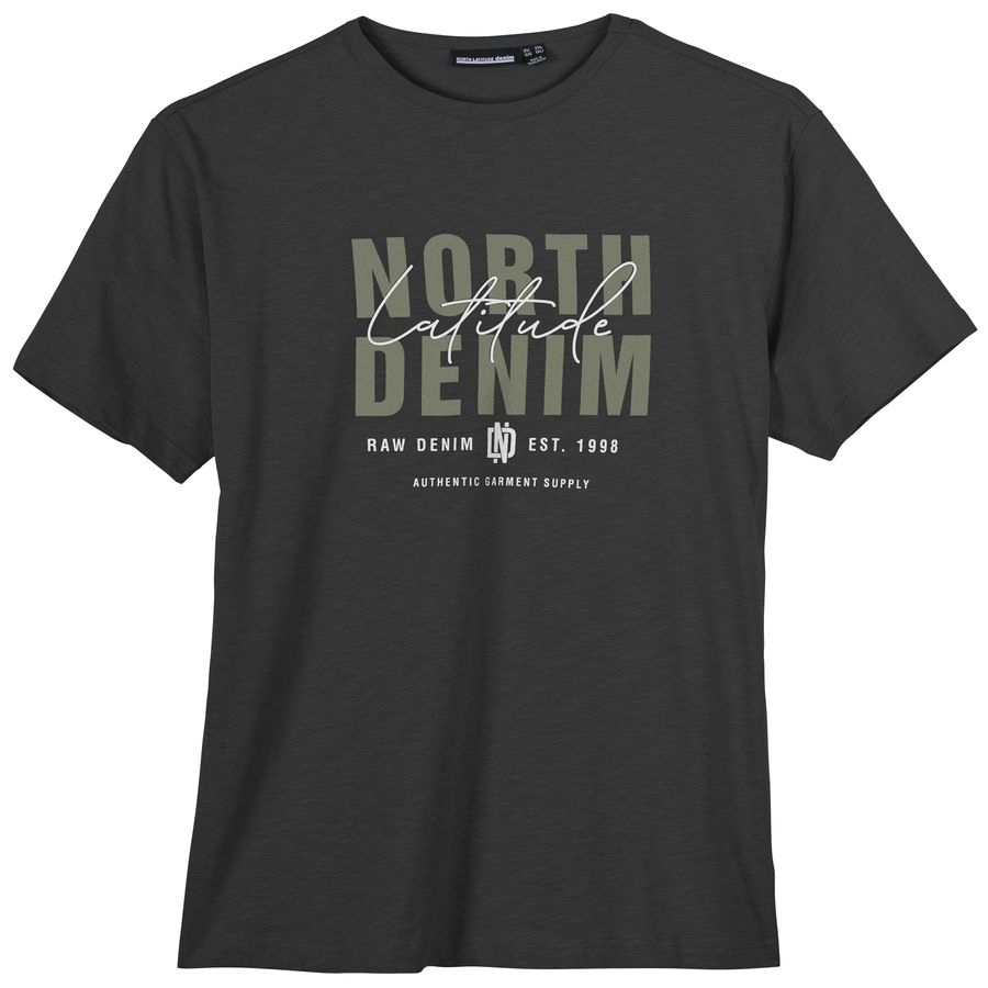 North Latitude T-Shirt schwarz Logoprint Übergröße