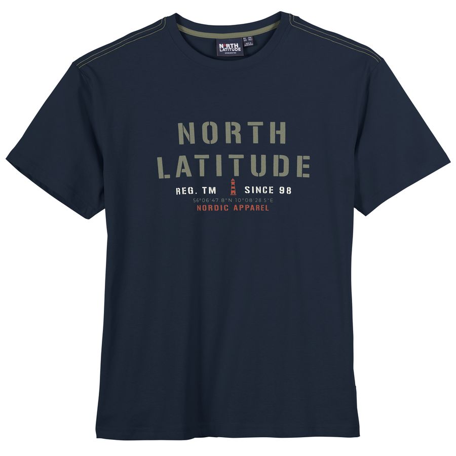 North Latitude T-Shirt navy Übergröße Logoprint