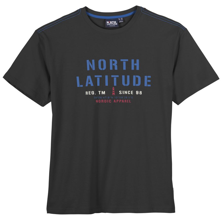 North Latitude T-Shirt schwarz Übergröße Logoprint